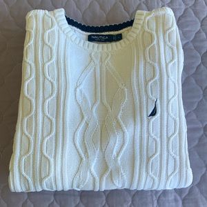 Men’s Cream Nautica Cable Sweater size L